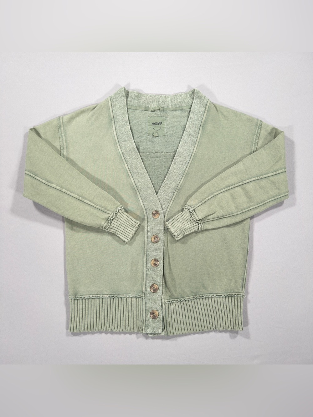 Aerie Women's XXS Olive Green Fleece Cardigan Button Front Cozy Sweater Cabin - Picture 2 of 11